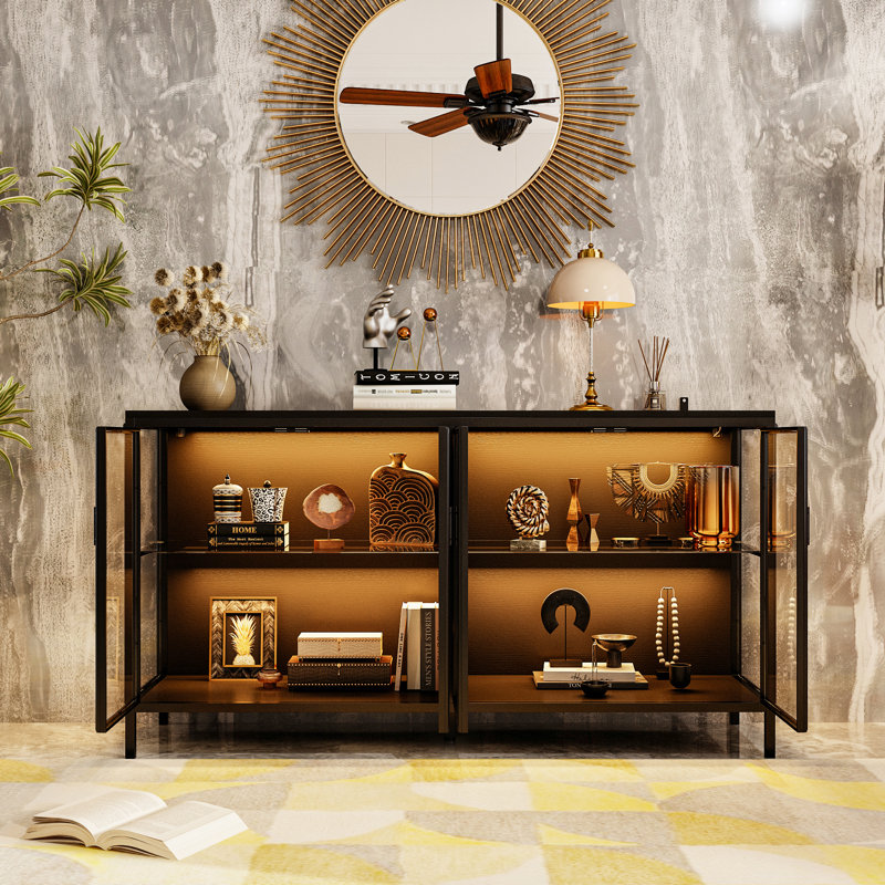 Orren Ellis Industrial Lighted Glass Display Stand & Reviews | Wayfair